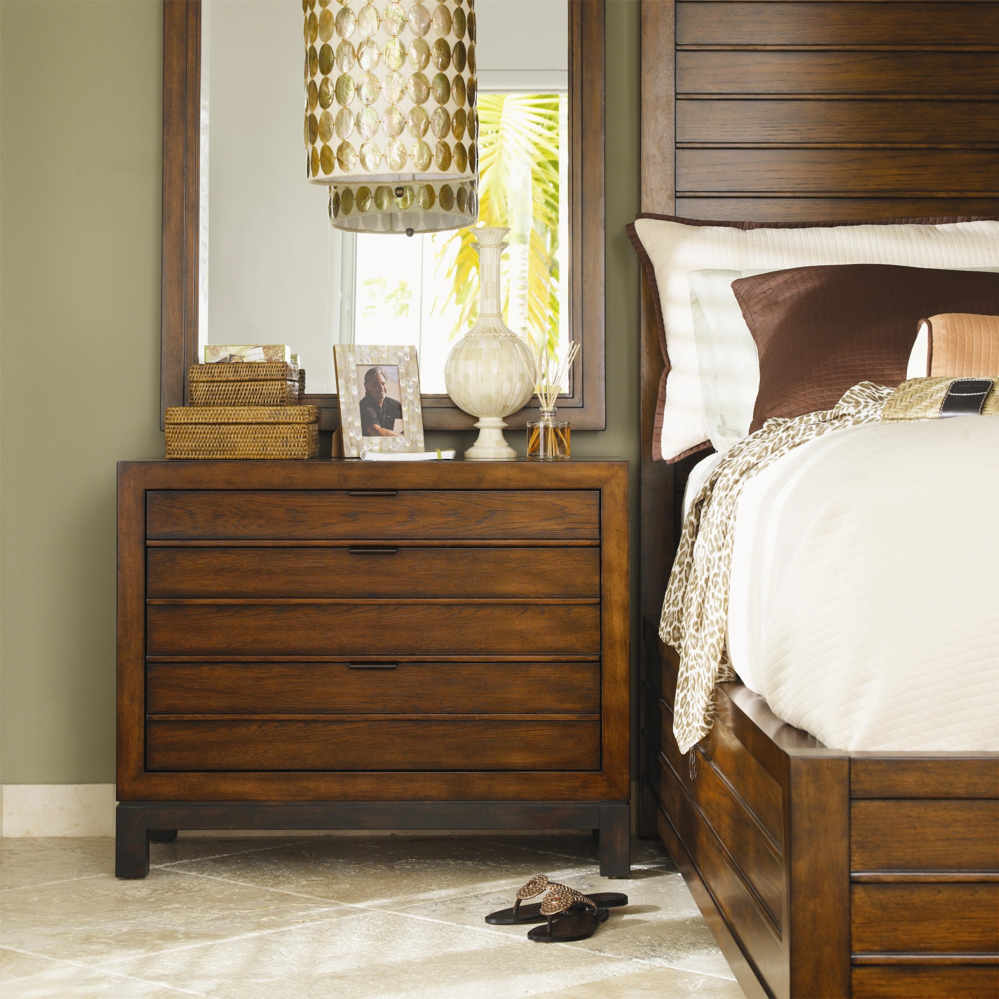 Tommy Bahama Home Ocean Club 321184587 Three Drawer Coral Nightstand